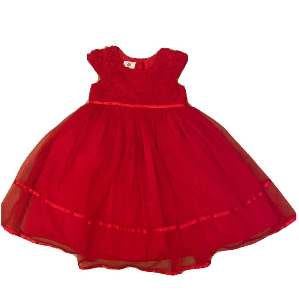 Marmellata Classics red dress red rosettes Tulle Skirt Below Knew Holiday 6